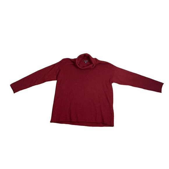 Eileen Fisher Oxblood Oversized Cotton Cashmere Cowel Neck Sweater - Size XXS - Picture 4 of 8